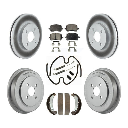 Front Rear Coated Brake Rotors Ceramic Pad Drum Kit (7Pc) For Pontiac G5 Disc rear brakes KGT-104503