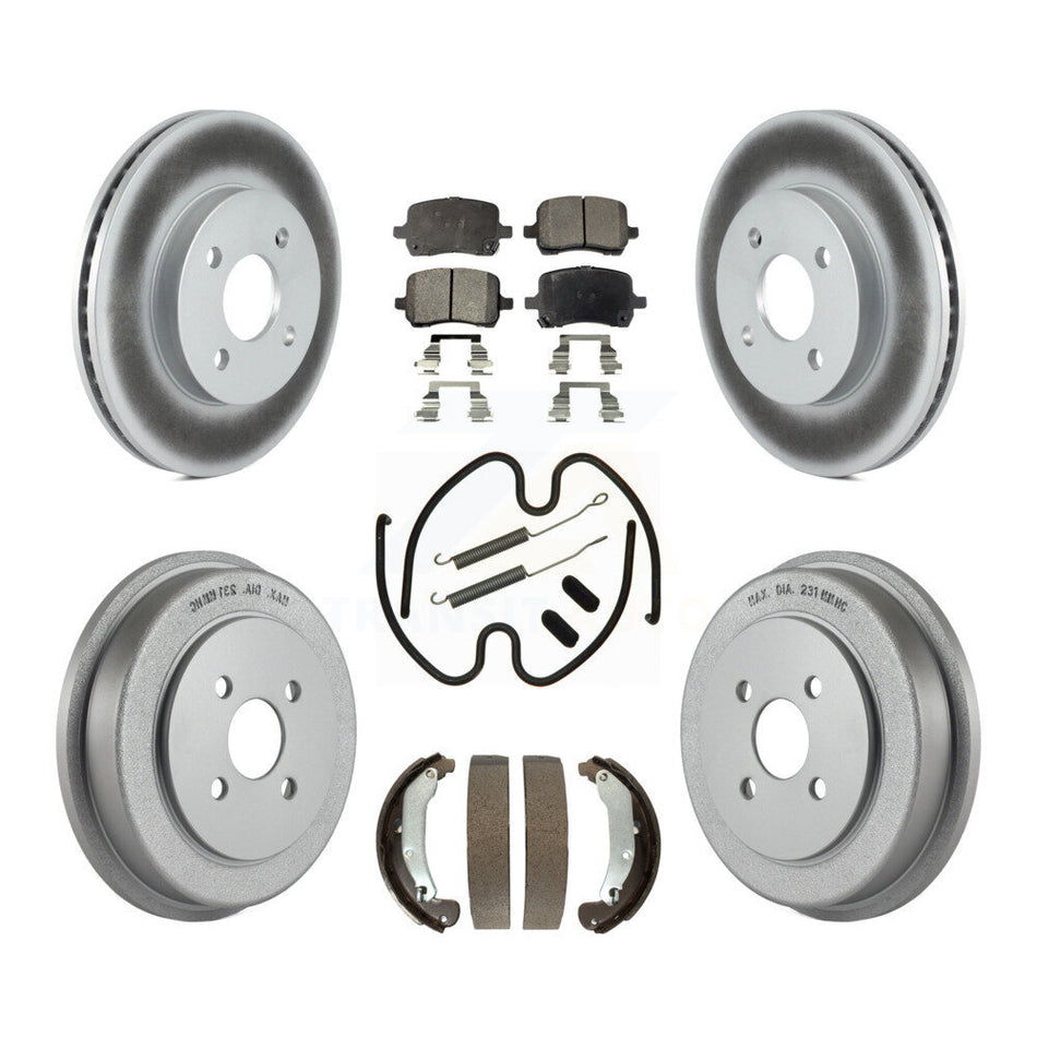 Front Rear Coated Brake Rotors Ceramic Pad Drum Kit (7Pc) For Pontiac G5 Disc rear brakes KGT-104503