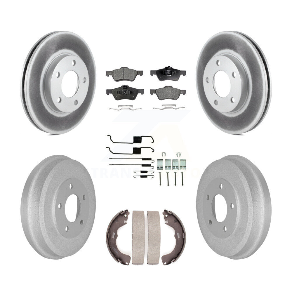 Front Rear Coated Disc Brake Rotors Ceramic Pads And Drum Kit (7Pc) For Mercury Mariner KGT-104504