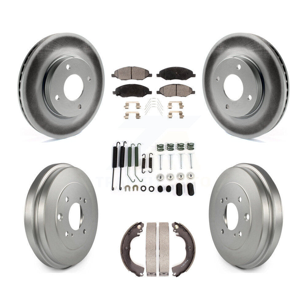 Front Rear Coat Brake Rotors Ceramic Pad Drum Kit (7Pc) For 2008 Nissan Versa 4-Wheel ABS KGT-104505