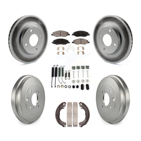 Front Rear Coat Brake Rotors Ceramic Pad Drum Kit (7Pc) For 2008 Nissan Versa 4-Wheel ABS KGT-104505
