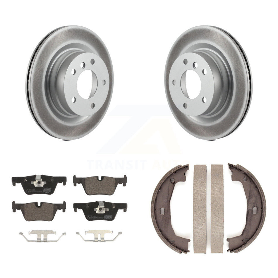 Rear Disc Coated Rotors Ceramic Pads And Parking Brake Shoes Kit For BMW 328i KGT-104508
