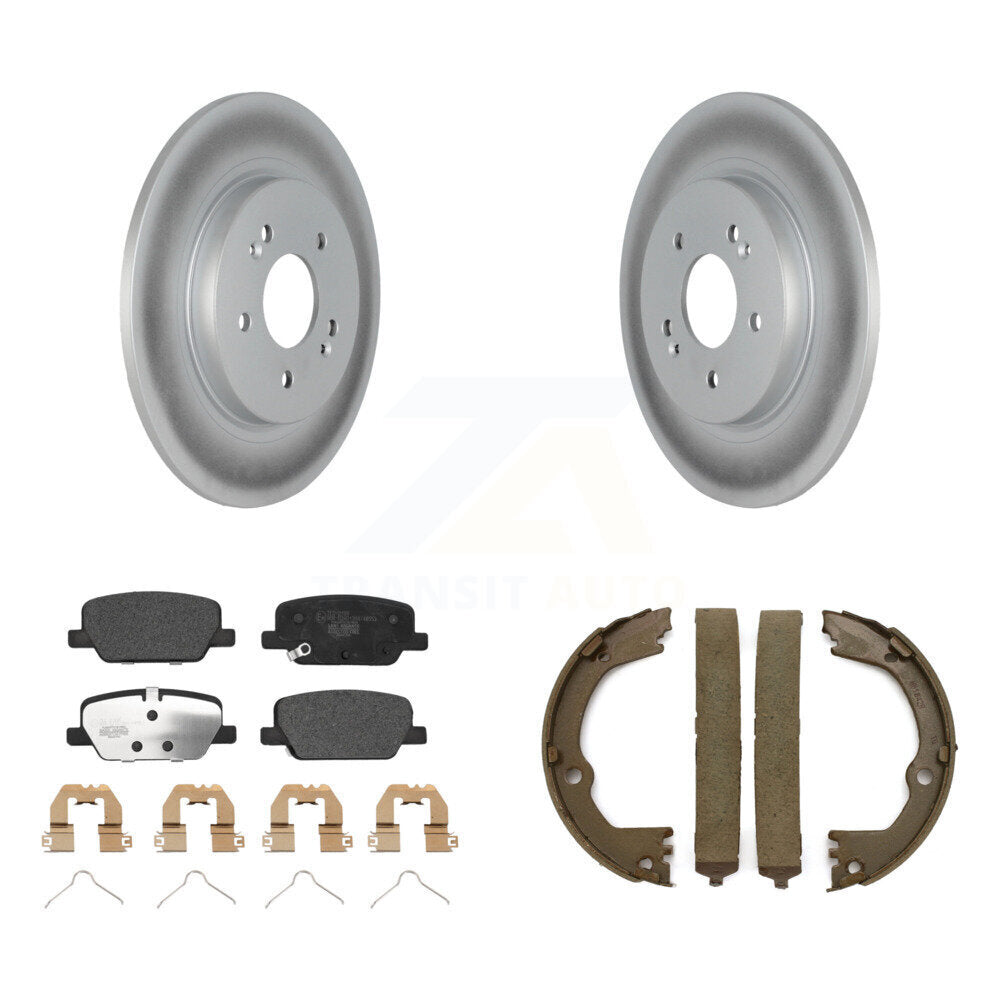 Rear Disc Coated Rotors Ceramic Pads And Parking Brake Shoes Kit For Hyundai Santa Fe KGT-104512