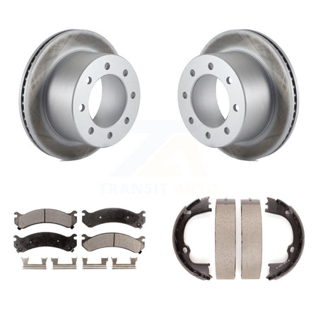 Rear Disc Coated Rotors Ceramic Pads & Parking Shoes Kit For GMC Sierra 3500 HD Chevrolet KGT-104514
