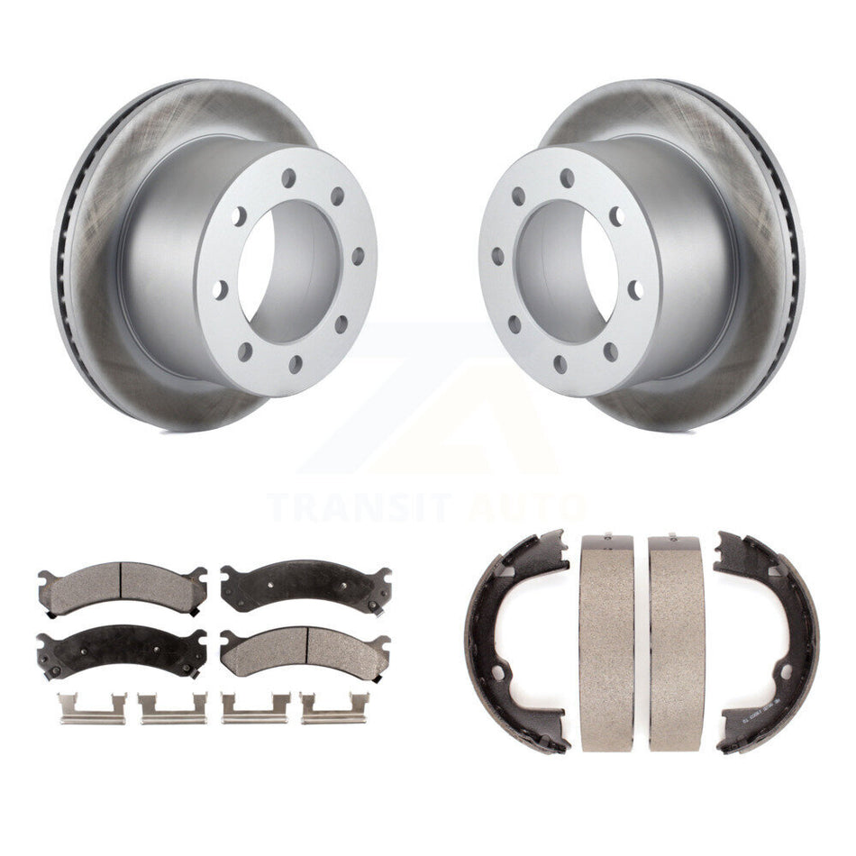 Rear Disc Coated Rotors Ceramic Pads & Parking Shoes Kit For GMC Sierra 3500 HD Chevrolet KGT-104514