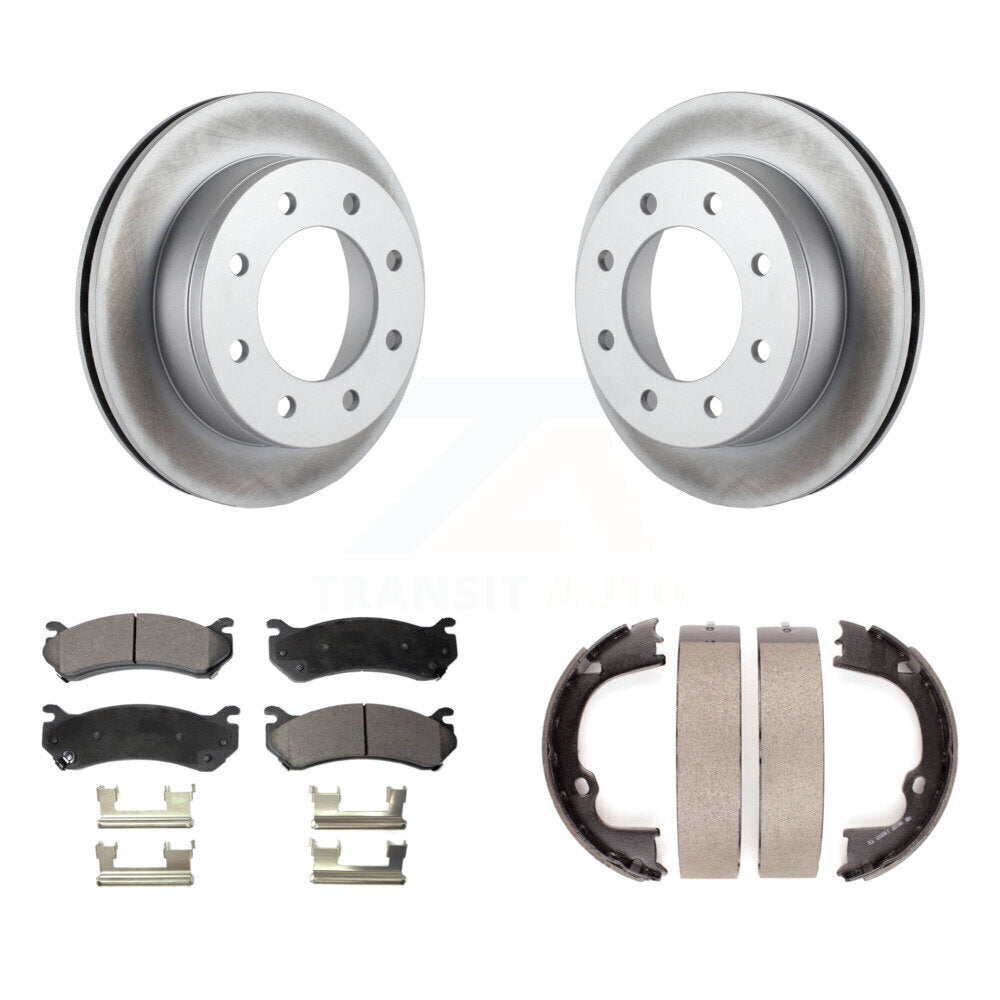 Rear Disc Coated Rotors Ceramic Pads And Parking Brake Shoes Kit For 2008-2009 Hummer H2 KGT-104515