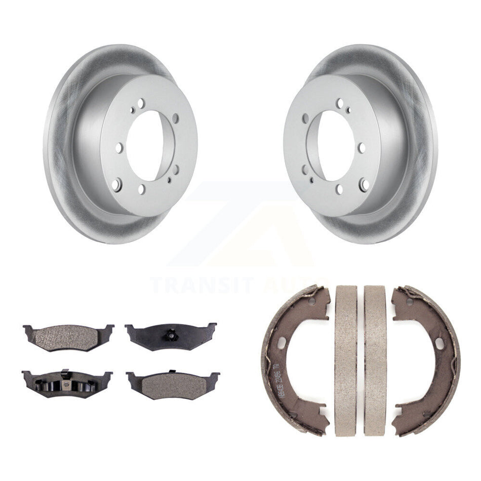 Rear Disc Coated Rotors Ceramic Pads Parking Shoes Kit For Dodge Stratus rear brakes KGT-104516