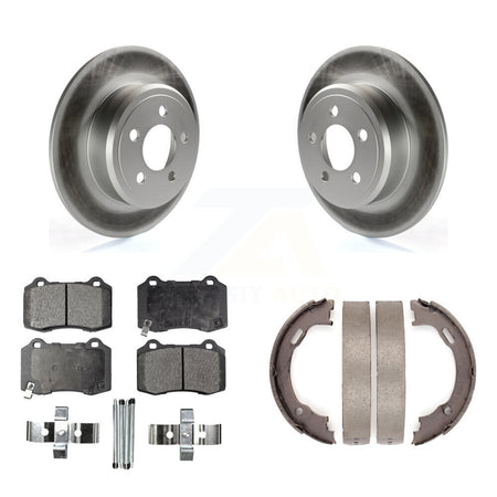 Rear Disc Coated Rotors Ceramic Pads Parking Shoes Kit For 16 Chrysler 300 RWD with 3.6L KGT-104519