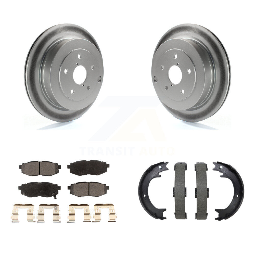 Rear Disc Coated Rotors Ceramic Pads And Parking Brake Shoes Kit For Subaru Tribeca B9 KGT-104525