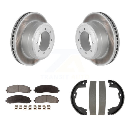 Rear Disc Coated Rotors Ceramic Pads & Parking Shoes Kit For Ford F-350 Super Duty F-250 KGT-104527
