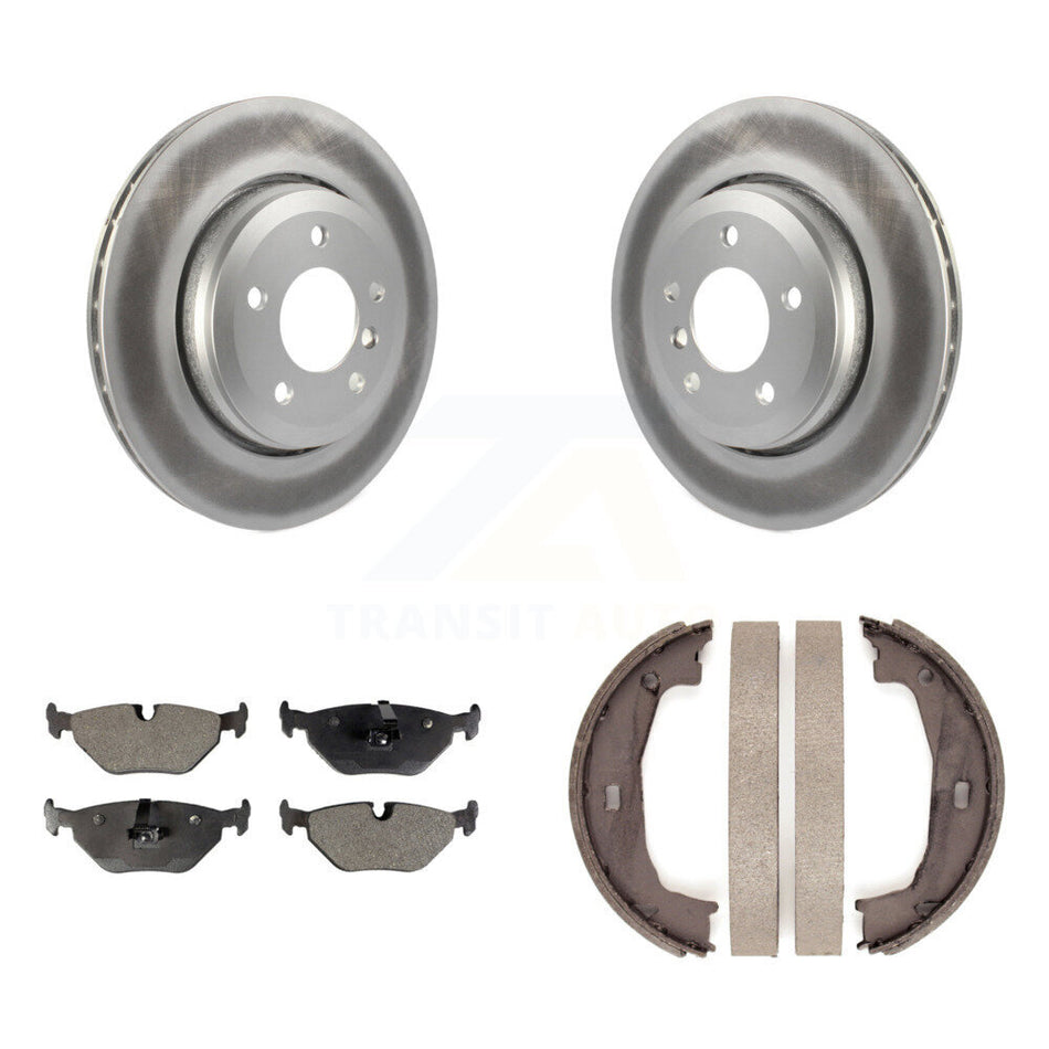 Rear Disc Coated Rotors Ceramic Pads And Parking Brake Shoes Kit For BMW 320i KGT-104528