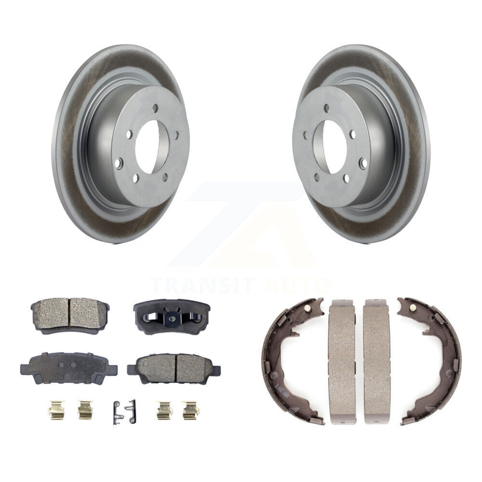 Rear Disc Coated Rotors Ceramic Pads And Parking Brake Shoes Kit For Jeep Patriot Compass KGT-104529