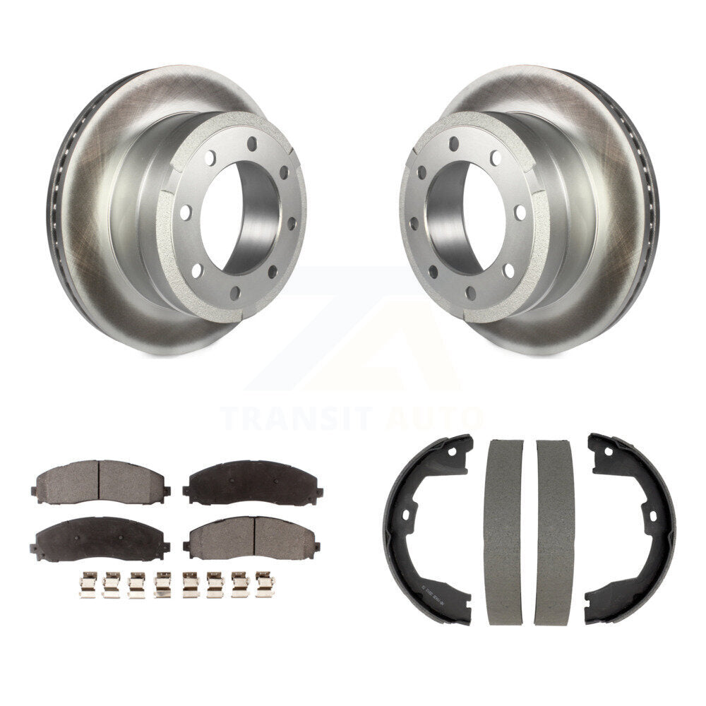 Rear Disc Coated Rotors Ceramic Pads & Parking Shoes Kit For Ford F-350 Super Duty F-250 KGT-104531
