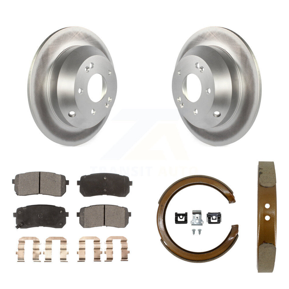 Rear Disc Coated Rotors Ceramic Pads And Parking Brake Shoes Kit For Kia Sedona KGT-104534