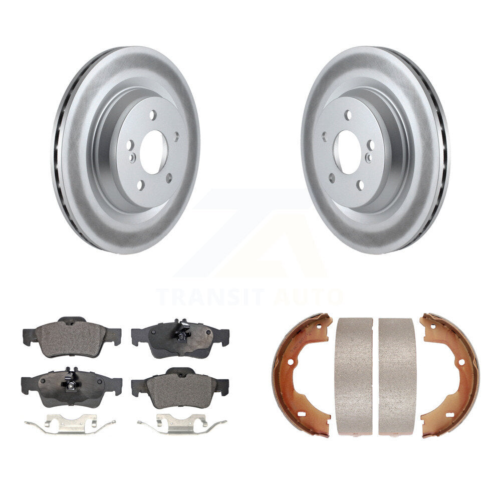 Rear Disc Coated Rotors Ceramic Pads And Parking Brake Shoes Kit For Mercedes-Benz SL550 KGT-104538