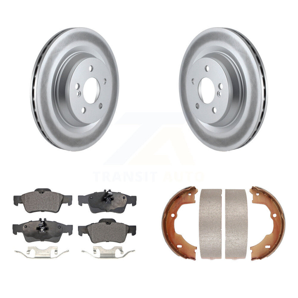 Rear Disc Coated Rotors Ceramic Pads And Parking Brake Shoes Kit For Mercedes-Benz SL550 KGT-104538