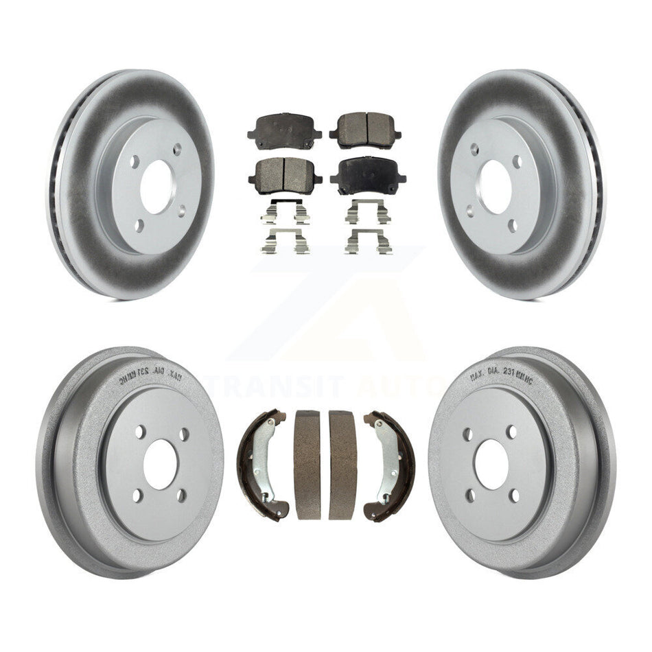 Front Rear Coated Brake Rotors Ceramic Pad Drum Kit For 07-08 Pontiac G5 Disc rear brakes KGT-104541