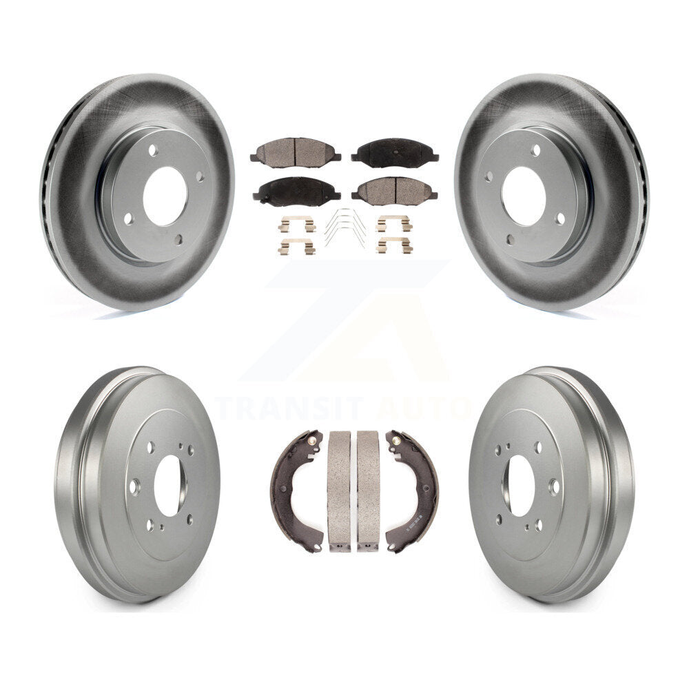 Front Rear Coated Disc Brake Rotor Ceramic Pad Drum Kit For 2008 Nissan Versa 4-Wheel ABS KGT-104543