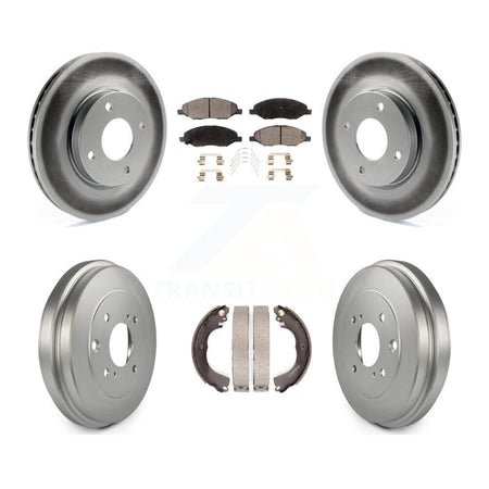 Front Rear Coated Disc Brake Rotor Ceramic Pad Drum Kit For 2008 Nissan Versa 4-Wheel ABS KGT-104543