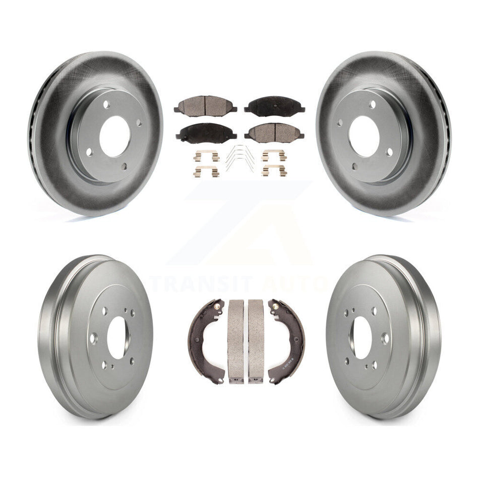 Front Rear Coated Disc Brake Rotor Ceramic Pad Drum Kit For 2008 Nissan Versa 4-Wheel ABS KGT-104543