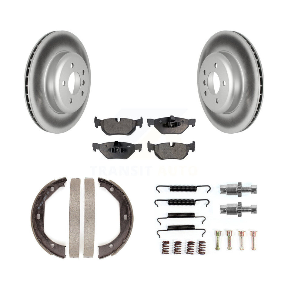Rear Disc Coated Rotors Ceramic Pads Parking Brake Shoes Hardware Kit For BMW 328i xDrive KGT-104551