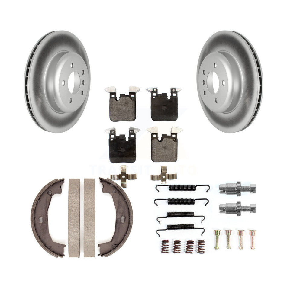 Rear Disc Coated Rotors Ceramic Pads Parking Brake Shoes Hardware Kit For BMW 428i xDrive KGT-104553