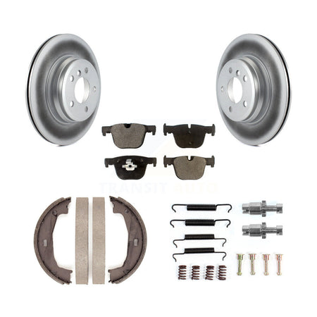 Rear Disc Coated Rotors Ceramic Pads Parking Brake Shoes Hardware Kit For BMW 428i xDrive KGT-104555