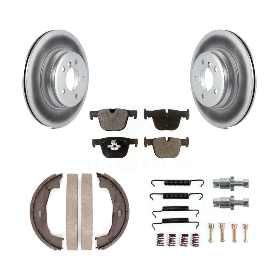 Rear Disc Coated Rotors Ceramic Pads Parking Brake Shoes Hardware Kit For BMW 428i xDrive KGT-104555