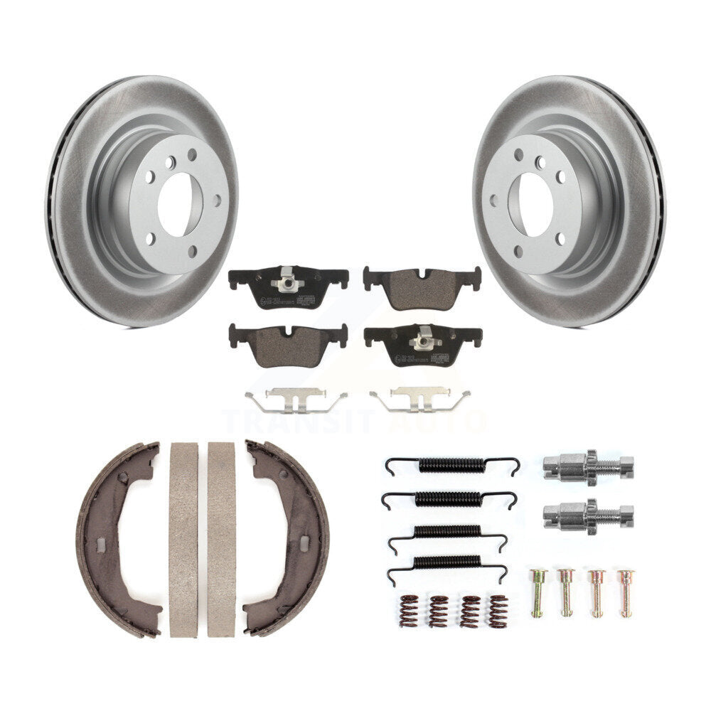 Rear Disc Coated Rotors Ceramic Pads Parking Brake Shoes And Hardware Kit For BMW 328i KGT-104557