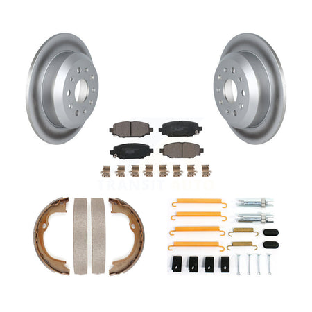 Rear Disc Coated Rotors Ceramic Pads Parking Shoes & Hardware Kit For Jeep Wrangler Sport KGT-104559