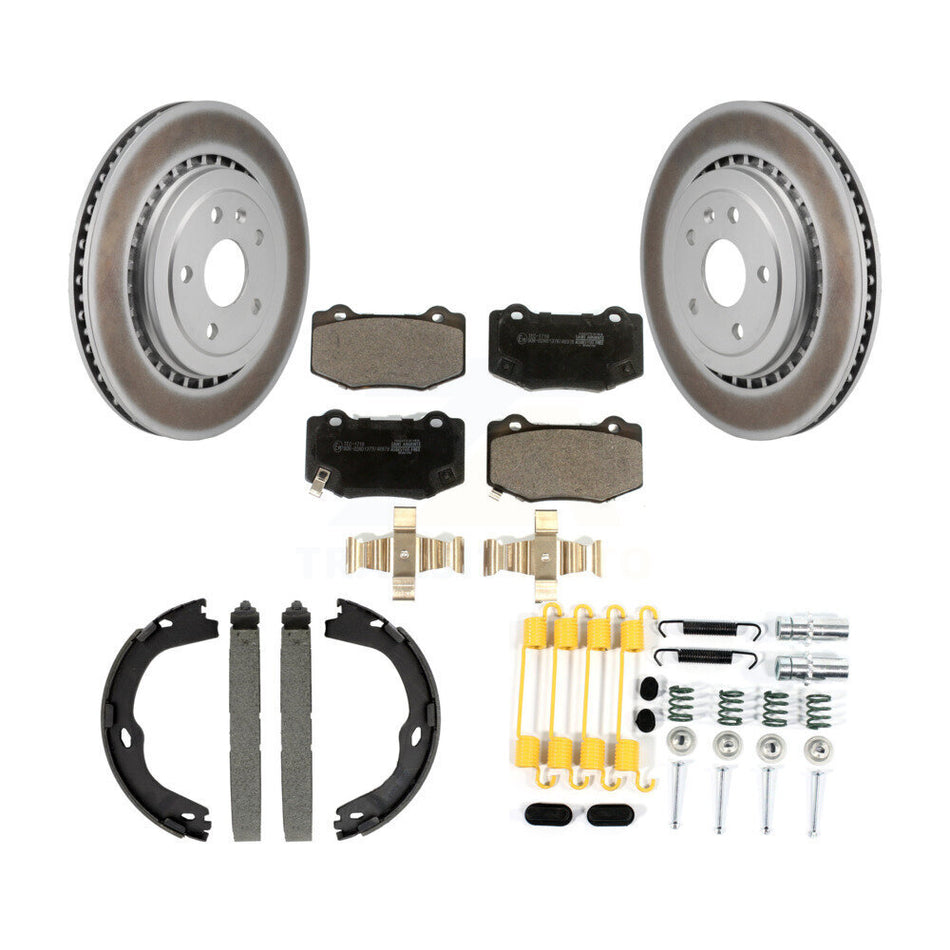 Rear Disc Coated Rotors Ceramic Pads Parking Shoes & Hardware Kit For Chevrolet Camaro SS KGT-104564