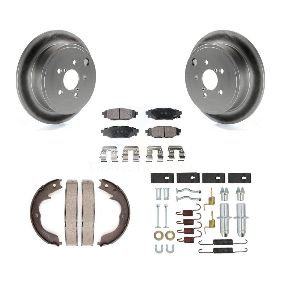 Rear Disc Coated Rotors Ceramic Pads Parking Brake Shoes Hardware Kit For Subaru Impreza KGT-104565
