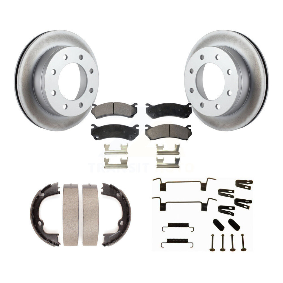 Rear Disc Coated Rotors Ceramic Pads Parking Shoes & Hardware Kit For 2008-2009 Hummer H2 KGT-104569