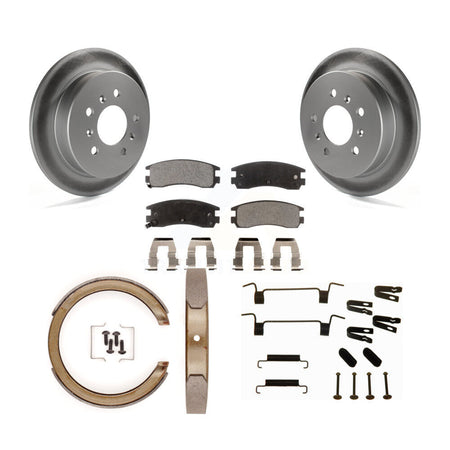 Rear Disc Coated Rotors Ceramic Pads Parking Shoes Hardware Kit For Buick LaCrosse Allure KGT-104575