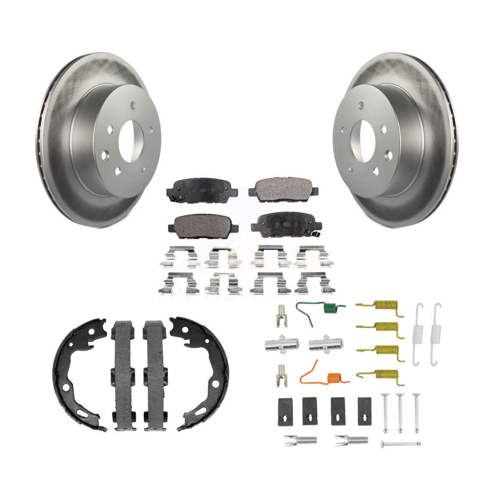 Rear Disc Coated Rotors Ceramic Pads Parking Shoes & Hardware Kit For Nissan Rogue Sport KGT-104582