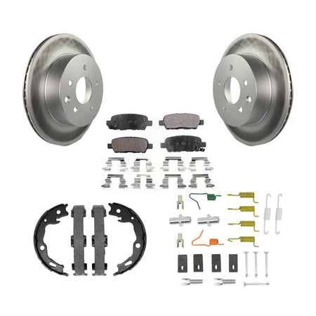 Rear Disc Coated Rotors Ceramic Pads Parking Shoes & Hardware Kit For Nissan Rogue Sport KGT-104582
