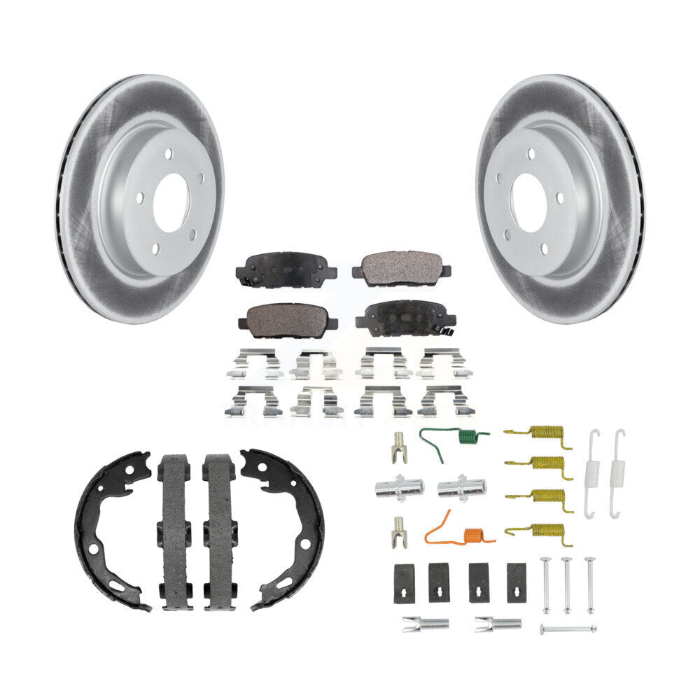 Rear Disc Coated Rotors Ceramic Pads Parking Shoes Hardware Kit For Nissan Rogue Sport SL KGT-104583