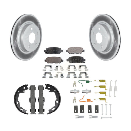 Rear Disc Coated Rotors Ceramic Pads Parking Shoes Hardware Kit For Nissan Rogue Sport SL KGT-104583
