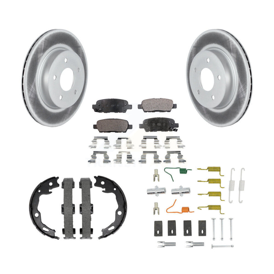 Rear Disc Coated Rotors Ceramic Pads Parking Shoes Hardware Kit For Nissan Rogue Sport SL KGT-104583