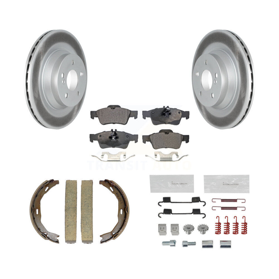 Rear Disc Coated Rotors Ceramic Pads Parking Shoes & Hardware Kit For Mercedes-Benz E550 KGT-104584