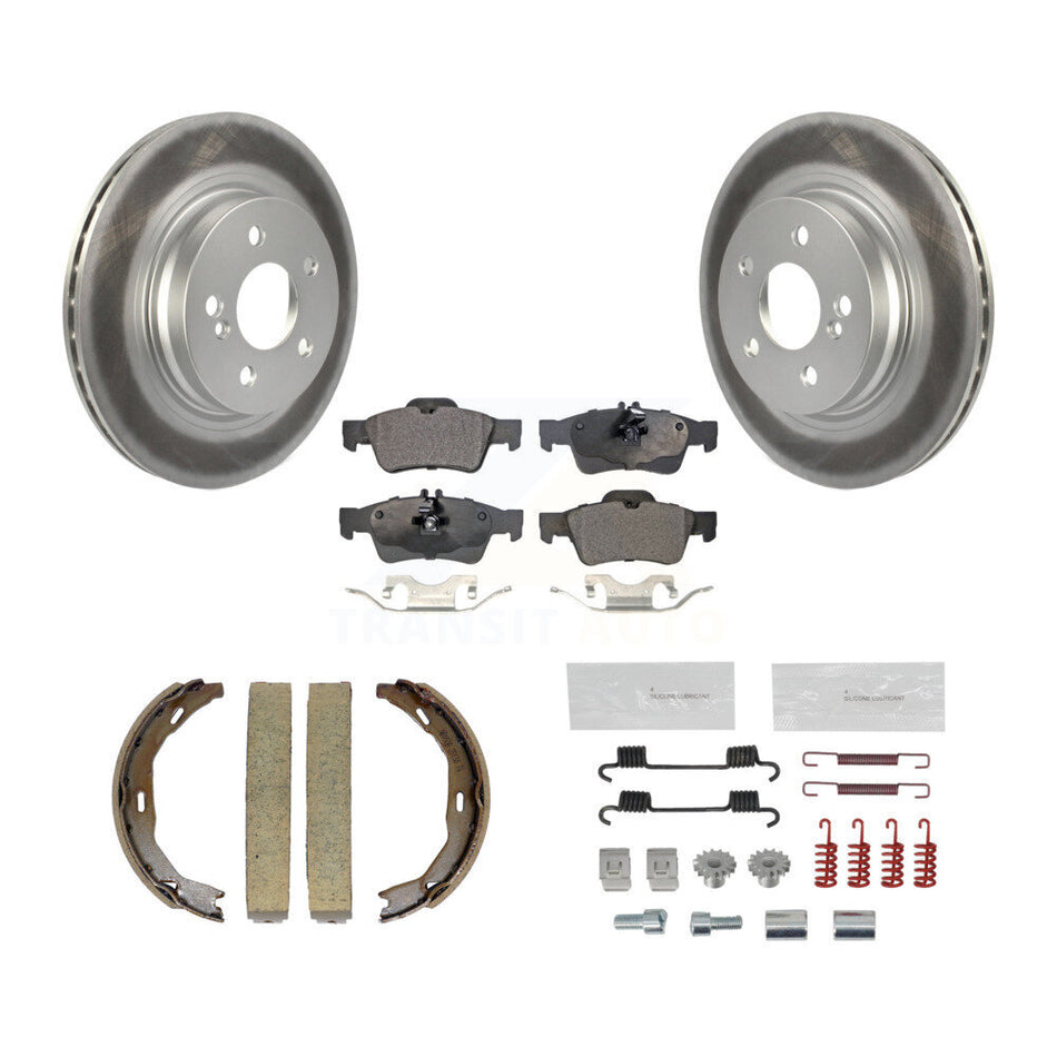 Rear Disc Coated Rotors Ceramic Pads Parking Shoes & Hardware Kit For Mercedes-Benz E550 KGT-104585
