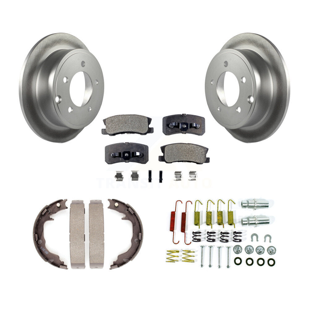 Rear Disc Coated Rotors Ceramic Pads Parking Shoes Hardware Kit For Jeep Patriot Compass KGT-104593
