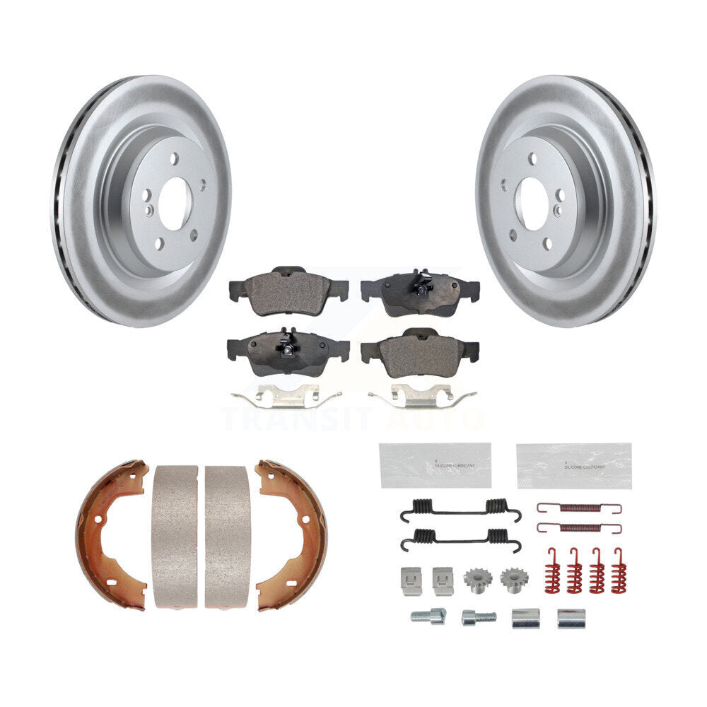 Rear Disc Coated Rotors Ceramic Pads Parking Shoes & Hardware Kit For Mercedes-Benz SL550 KGT-104602