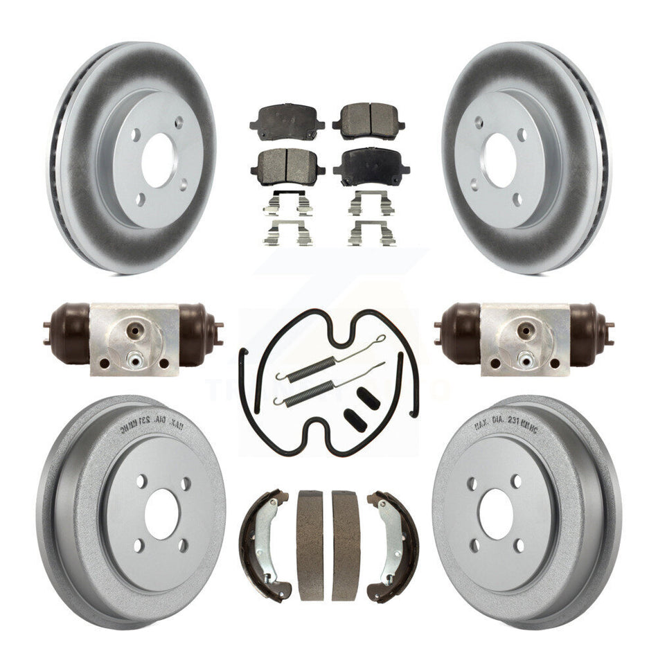 Front Rear Coated Brake Rotors Ceramic Pad Drum Kit (9Pc) For Pontiac G5 Disc rear brakes KGT-104603