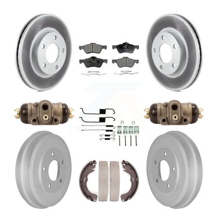 Front Rear Coated Disc Brake Rotors Ceramic Pads And Drum Kit (9Pc) For Mercury Mariner KGT-104605