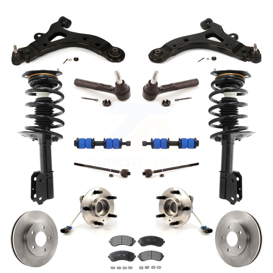 Front Disc Rotors Brake Pads Hub Bearings Assembly Control Arms Tie Rod End Shock Suspension Link Kit (15Pc) For Buick Rendezvous Pontiac Aztek KM-100003
