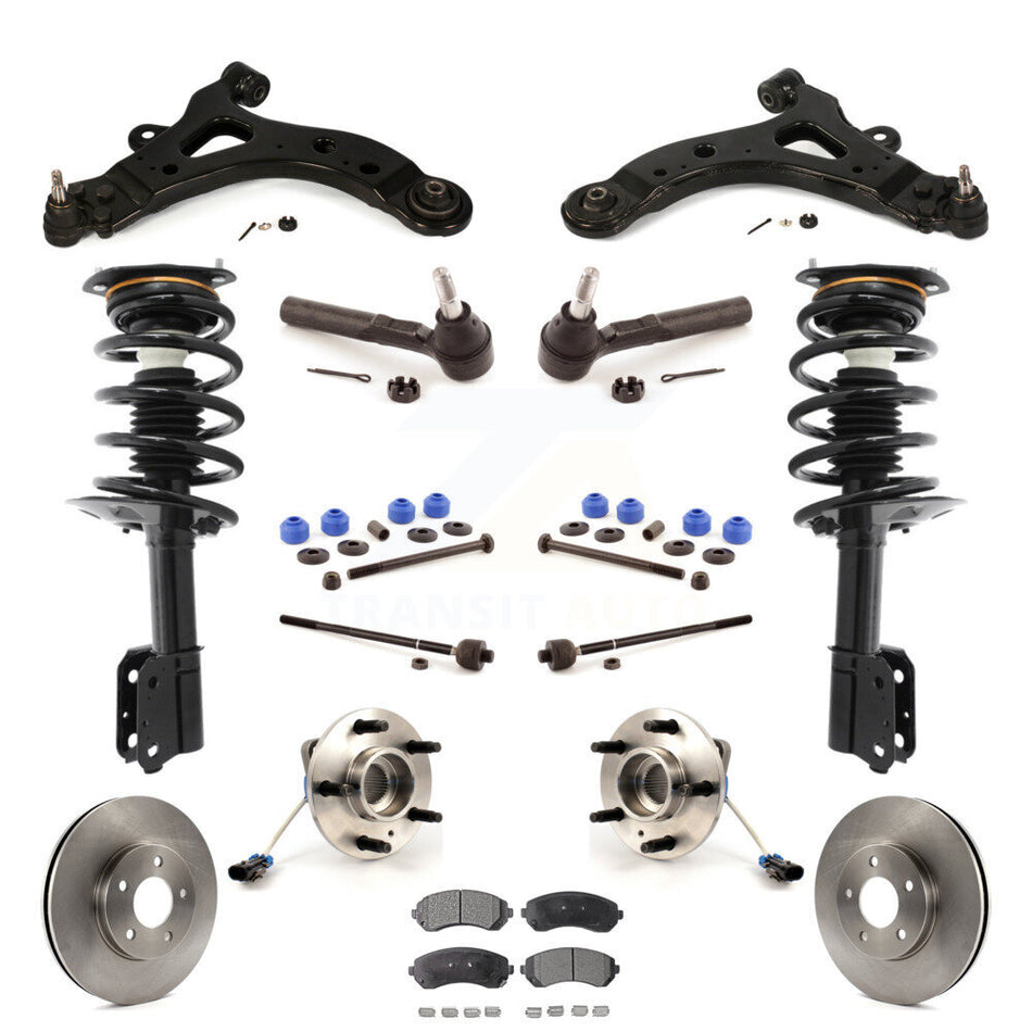 Front Disc Rotors Brake Pads Hub Bearings Assembly Control Arms Tie Rod End Shock Suspension Link Kit (15Pc) For Buick Rendezvous Pontiac Aztek AWD KM-100004