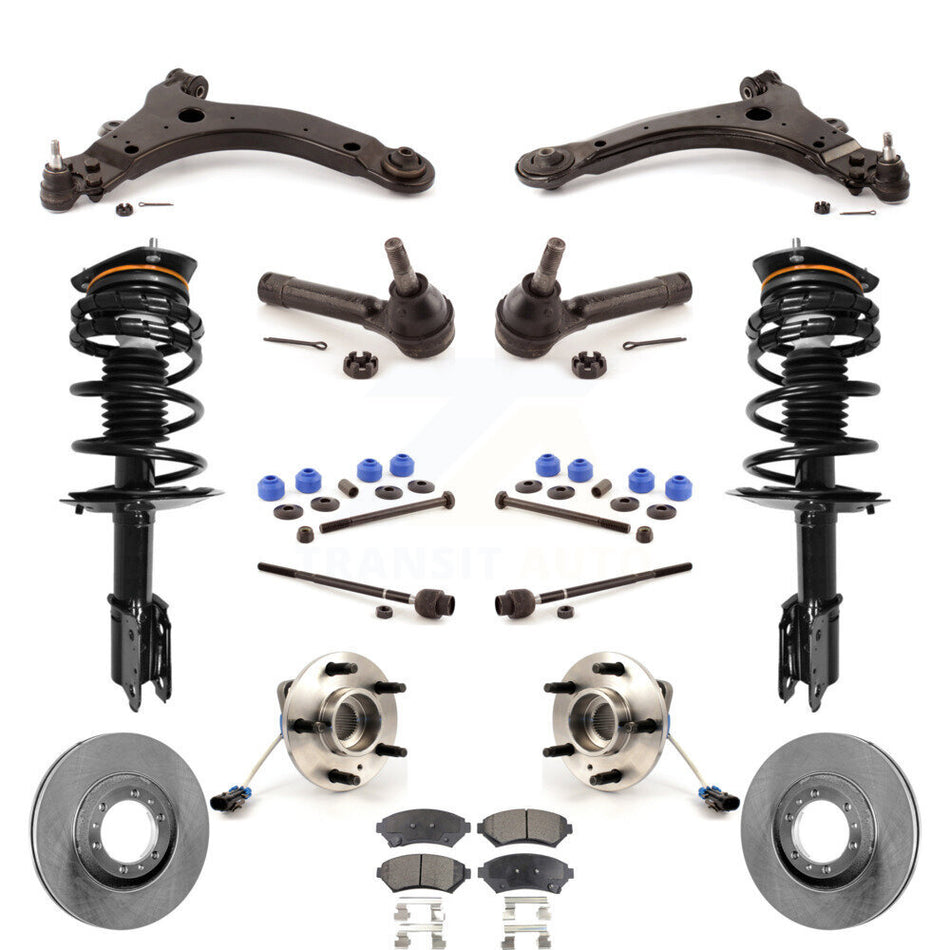 Front Disc Rotors Brake Pads Hub Bearings Control Arms Tie Rod End Shock Assembly Suspension Link Kit (15Pc) For Pontiac Grand Prix Excludes 17" 18" Wheels Police Taxi Models KM-100006
