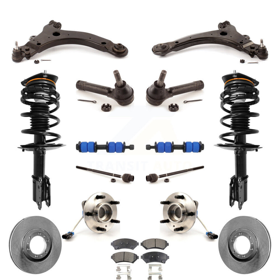 Front Disc Rotors Brake Pads Hub Bearings Control Arms Tie Rod End Shock Assembly Suspension Link Kit (15Pc) For Pontiac Grand Prix Excludes 17" 18" Wheels Police Taxi Models KM-100006