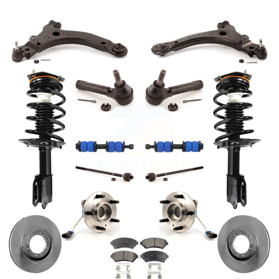 Front Disc Rotors Brake Pads Hub Bearings Control Arms Shock Assembly Suspension Link Kit (15Pc) For Chevrolet Venture Pontiac Montana Oldsmobile Silhouette Trans Sport KM-100009